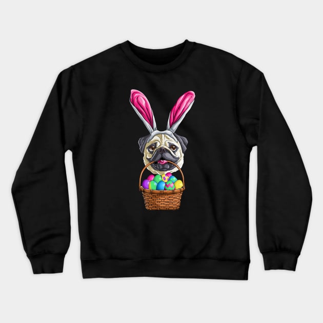 Easter Pug T Shirt Men Women Kids Bunny Basket Eggs Gift Crewneck Sweatshirt by woodsqhn1